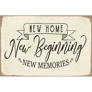 queence Metallbild »New Beginning« Motivationsbilder   Schriftzug   Sprüche   Sprüche & Texte 1 Stk. tlg. Stahlschild, Blechschild, Spruch, Einzug, Gastgeschenk, Motivation, schwarz
