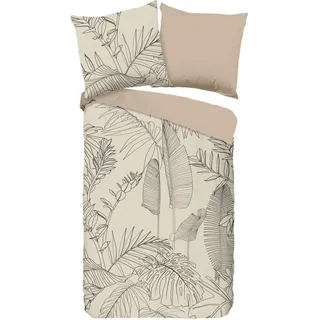 Good Morning Wendebettwäsche Sym Blätter Beige 135 x 200 cm + 80 x 80 cm