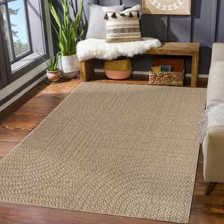 TT Home Outdoor Teppich Wetterfest Garten Schlafzimmer Flur Regenbogen Muster Boho Design Unifarben Sisal Look Moderner Style Größe 160x230 cm - Beige