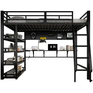 Okwish Hochbett Okwish 140 x 200 cm Metall schwarz