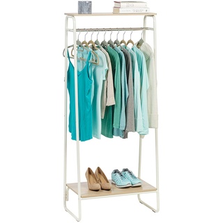 Iris Ohyama Kleiderständer mit Holzregalen, 2 Ebenen, Weiß, Modernes Design, Robuster Rahmen, Rutschfest, Für Schlafzimmer, Studio, Schrank, Kleidung & Schuhe, Wäscheständer, Einfacher Aufbau, PI-B2