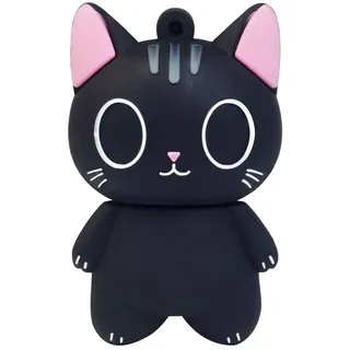 leizhan 16 GB USB-Flash-Laufwerk Silikon-Speicherstick Cartoon-förmiger Speicherstick Niedlicher Flash-Speicherstick Stiftlaufwerk Laptop PC Windows (Schwarze Katze)