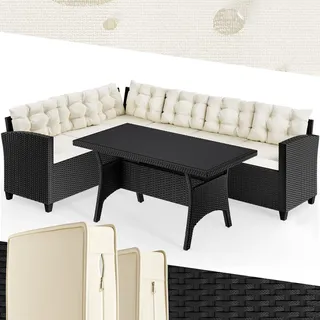 CASARIA Polyrattan Loungeset schwarz/creme