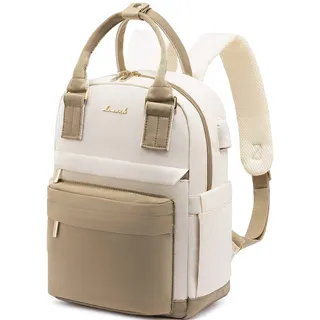 LOVEVOOK Rucksack Damen Klein, Wasserdicht Cityrucksack Handtasche 2 in 1 mit USB Ladeanschluss, Mini Tasche Daypack Backpack Women Elegant für Freizeit Schule Reisen Arbeit, Khaki Beige