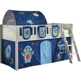 Vipack Hochbett Scott 90 x 200 cm Kiefer massiv lackiert blau-weiß