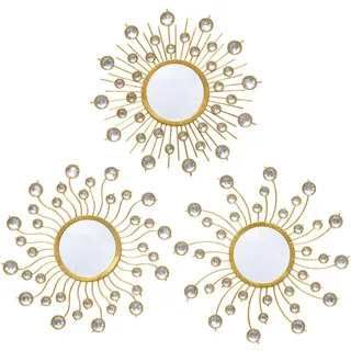 WotieunsSpiegel Sunburst Boho Deko Wandkunst Metall Set Wohnzimmer Schlafzimmer Badezimmer
