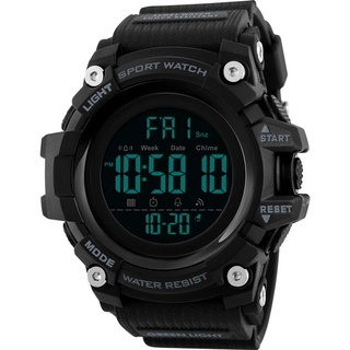 TONSHEN Herren Sport Uhren 50M Wasserdicht Groß Plastik Lünetten mit Kautschuk Band Digitaluhr LED Elektronik Countdown Doppelte Zeit Alarm Armbanduhr (Schwarz)