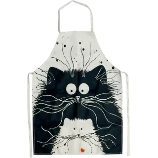 Novstuf Kochschürze Cartoon schwarz weiße Katze Muster Schürzen Verstellbare Karikatur Schürze aus Leinen Wasserdicht Küchenschürze für Damen und Herren Latzschürze für Haus,Restaurant 1 (Stil 4)
