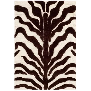 SAFAVIEH Zebra Teppich für Wohnzimmer, Esszimmer, Schlafzimmer - Cambridge Collection, Kurzer Flor, Elfenbein und Braun, 122 X 183 cm