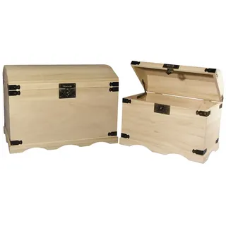 Rayher Holz-Truhen-Set, 2 Stück, 37 x 21 x 26 cm und 44,8 x 28,8 x 32 cm, naturbelassen, Schatztruhen, Schatzkisten, 6153900