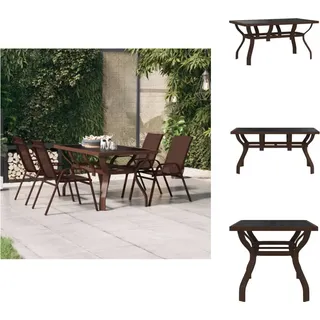 vidaXL Gartentisch Braun und Schwarz 140x70x70 cm Stahl und Glas - Gartentische - Braun