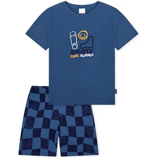 Schlafanzug SCHIESSER "Pyjama", Herren, Gr. 116, bunt (blau), Obermaterial: 100% Baumwolle CO., Homewear-Sets Schlafanzug