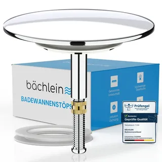 Bächlein Badewannenstöpsel - 7,2 mm, höhenverstellbar, aus Messing inkl. Ersatzdichtung - Für Fast Jede handelsübliche Badewanne