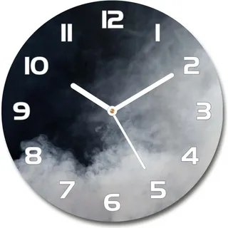 Wanduhr aus Glas 30fi Glasbild Glasuhr Gehärtetes Glas - weisse-zeiger - White smoke - Schwarz