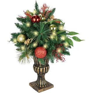 Künstlicher Weihnachtsbaum dekoriert mit Christbaumkugeln Beeren Dekozweigen im Pokal 75cm Künstlicher Christbaum Weihnachtsdeko Tannenbaum Kunstbaum Lichter Dekobaum Weihnachtsdekoration Dekoration