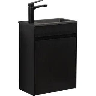 WC Badmöbel Sinta 40x22 cm Schwarz Schwarzes Waschbecken - Schrank Waschbecken Badezimmer Toilette - Schwarz