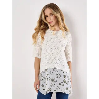 Apricot Tunikashirt "Gestrickte Palmendruck Tunika", weiß