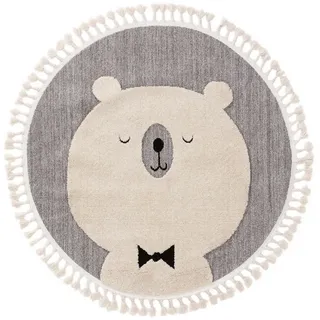 Kunstloft Kinderteppich Momo Grau ø 120 cm rund , Textil , Rund , 120x1 cm , Oeko-Tex® Standard 100 , wasserabweisend , Teppiche und Böden, Teppiche, Kinderteppiche