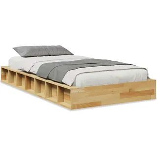 vidaXL Massivholzbett ohne Matratze 90x200 cm Eichenholz - Braun