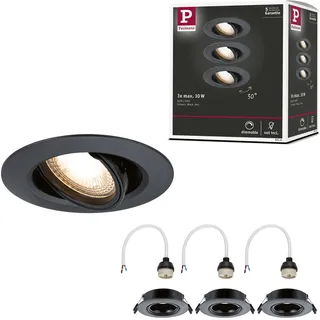 Paulmann Einbauleuchte 3er Set rund 90mm Schwarz