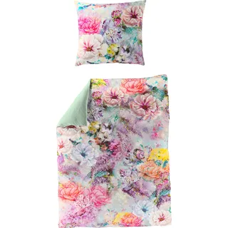 BIERBAUM Wendebettwäsche Colorful Flowers Bunt 155 x 220 cm + 2 x 80 x 80 cm