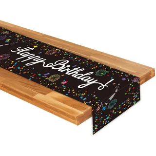 Magiccute Tischdecke Geburtstag Dekoration Schwarz Weiß Partytischdecken Geburtstag Happy Birthday Tisch Deko für Kinder Mädchen Jungen Geburtstag Party Dekoration