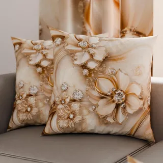 PETTI Artigiani Italiani - 1 Paar Kissenbezüge 30 x 30 cm aus Mikrofaser, Dekokissen für Schlafzimmer, Sofa, Wohnzimmer, Set mit 2 Kissenbezügen, Blumenmuster 06 13, 100% Made in Italy