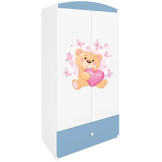 Raumhirsch Furniture Kinderkleiderschrank Teddybär I , Blau , Holzwerkstoff , Rechteckig , 90x175x52 cm , Babymöbel & Kindermöbel, Babyzimmer, Babykleiderschränke