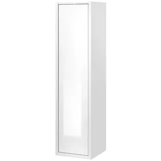 Furn.Design Hochschrank weiß Hochglanz, grau 30 x 119 cm, Badschrank Türanschlag wechselbar Glide , Weiß Hochglanz, Grau , Holzwerkstoff , Nachbildung , Uni , 2 Fächer , 30x119x30 cm , FSC Mix , Badezimmer, Badmöbel, Hochschränke