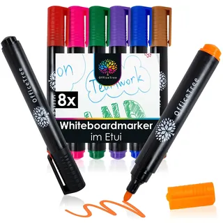 OfficeTree 8x Whiteboard Stifte Bunt - Whiteboard Marker abwischbar - Dry Erase Marker - Abwischbare Stifte fürs Whiteboard - Non Permanent Marker - Boardmarker abwischbar