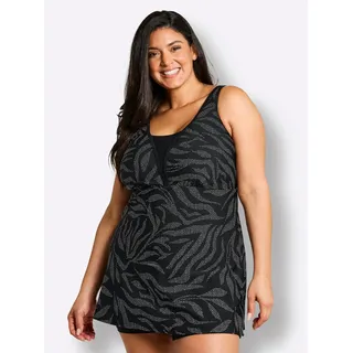 Badekleid SHEEGO, Damen, Gr. 54, Cup E, schwarz (schwarz, weiß, bedruckt), Elasthan, Polyamid, Badeanzüge Badekleid
