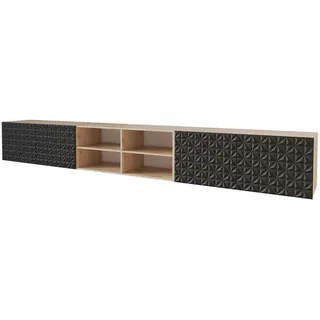 altdecor Vira-W Lowboard 300x40x40 cm Schwarz/Artisan Holzwerkstoff