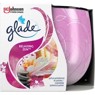 Glade Duftkerze mit Dekorfolie, Duft Relaxing Zen, mit ätherischen Ölen angereichert, 6er Pack (6 x 120 g)