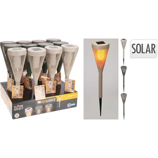 Solarfackel EH mit LED-Beleuchtung, 46,5 cm Höhe, 10x10 cm Grundfläche - Braun