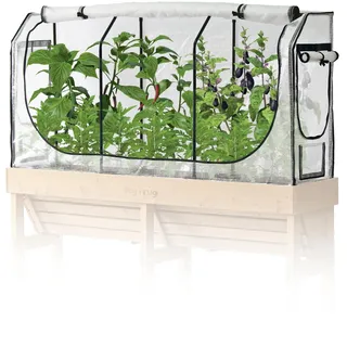 VegTrug® Gewächshausaufsatz Wall Hugger - Hochbeet Abdeckung mit Micro-Net-Funktion & PE-Folie - Frühbeet Aufsatz für Pflanzkasten - 179,5x41,5x90 cm