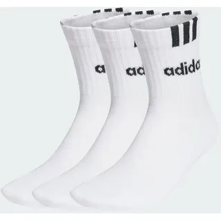 adidas 3-Streifen Linear Half-Crew Cushioned Socken 3 Paar White 43-45