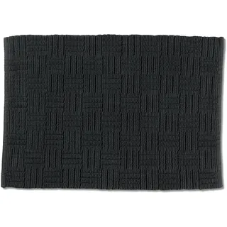 kela Badematte rutschfest 50 x 80 cm LEANA, Badezimmerteppich grau, waschbar, 100% Baumwolle, Badvorleger in Flechtoptik, granitgrau