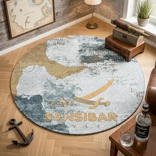 Sansibar Keitum 012 Webteppich Ø 160 cm Gelb/Gold/Mehrfarbig