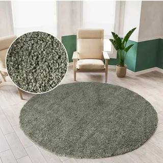 Teppich OTTO HOME "Viva rund" Gr. 9, grün, H:45mm Ø:140cm, Kunstfaser, Teppiche, Teppich, Uni-Farben, einfarbig, besonders weich und kuschelig, Wohnzimmer