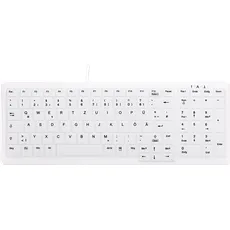 Active Key Hygiene Compact Keyboard with NumPad Fully Sealed Watertight USB White 0.4m + 1.8 Ext. Cable (DE, Kabelgebunden), Tastatur, Weiss