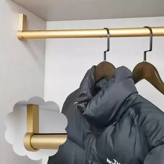 Oracra Kleiderstange Schrank Kleiderstange aus Gebürstetem Gold Zur Decken-/Wandmontage Geräuschloser Kleiderständer für Kleine Schränke Robuste, Runde Kleiderstange(46cm (18 in))