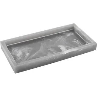Luxspire Badezimmertablett, Harz Vanity Dresser Tablett Teller Organizer Deko Rechteckige Platte für Gewebe, Kerzen, Handtuch, Bad Schmuckaufbewahrung Kleine Pflanze Dekorplatte - Tinte Grau