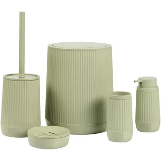 Novel Bad-Accessoire-Set , Salbeigrün , Kunststoff , 5-teilig , Uni , 5 l , Bsci , Seifenspender mit Kunststoffpumpe , Badaccessoires, Seifenspender