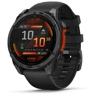 Garmin Fenix 8 BT 47 mm Edelstahlgehäuse schwarz Silikonarmband schwarz M