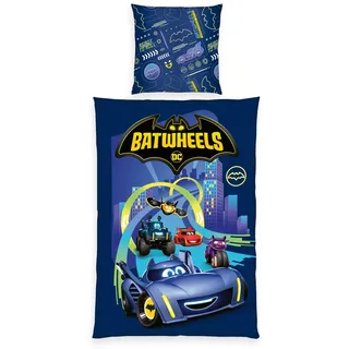 Herding Batwheels, Kopfkissenbezug 80 x 80 cm mit Wende-Motiv, Bettbezug 135 x 200 cm, Mit Reißverschluss, 100% Baumwolle/Renforcé