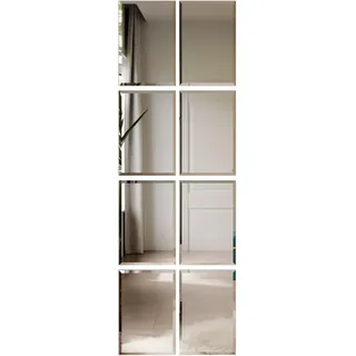 BD Art Dekorative Wandspiegel mit Facettenschliff 8 Stück 21x30 cm Facettierte Klebespiegel – Selbstklebende Spiegelfliesen ohne Bohren – Ganzkörperspiegel für Tür & Schrank