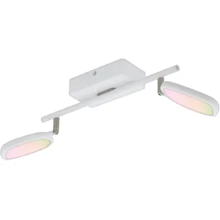 EGLO connect LED Deckenleuchte Palombare-C, 2 flammige Smart Home Deckenlampe aus Metall, Aluminium und Kunststoff in Weiß, Spots mit RGB und Lichtfarbe einstellbar (warm, neutral, kalt), dimmbar
