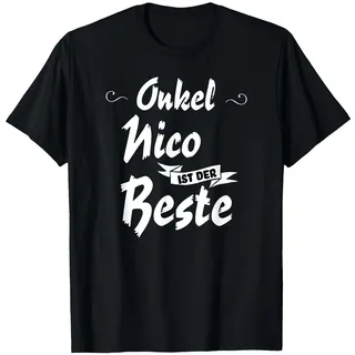 Onkel Nico ist der Beste - Personalisiertes T-Shirt, Herren, Schwarz, M