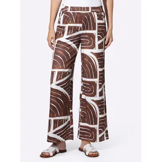Webhose HEINE, Damen, Gr. 48, Normalgrößen, braun (schoko, ecru, bedruckt), 95% Polyester, 5% Elasthan, bedruckt, gemustert, mehrfarbig, Hosen Webhose