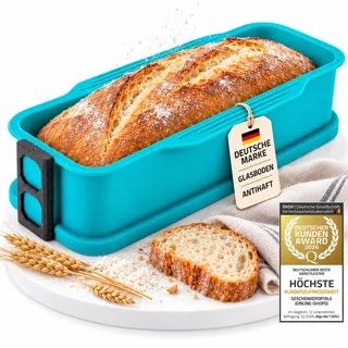 GOODS+GADGETS® Silikon Kastenform 26x11cm mit Glasboden zum Servieren | Perfektes Entformen, Silikon Backform mit Servier-Glasboden, 26x11 cm Kastenform für Kuchen & Brot, hitzefest bis 300°C